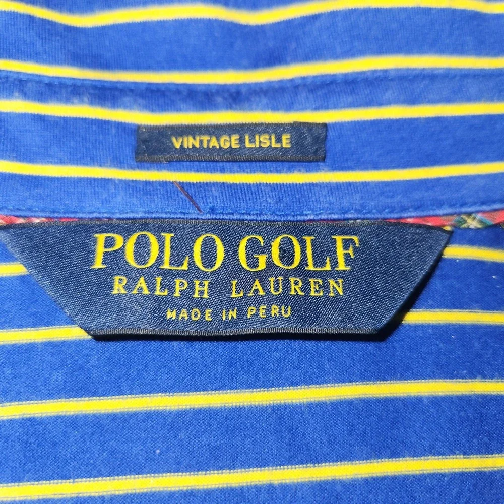 Polo Golf Ralph Lauren Vintage‎ Lisle Striped Golf Polo Shirt - Men's Large